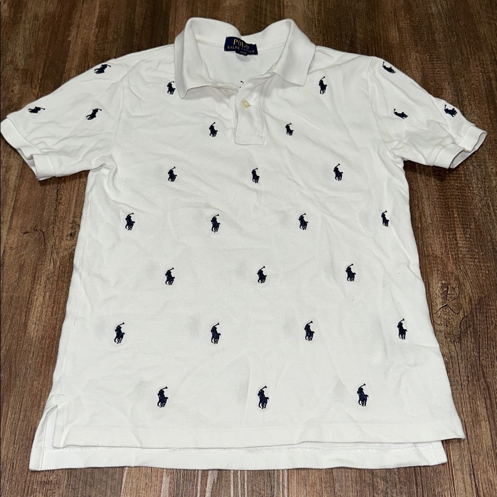 Polo Ralph‎ Lauren Polo Shirt Boys Medium All Over Pony Embroidered Preppy